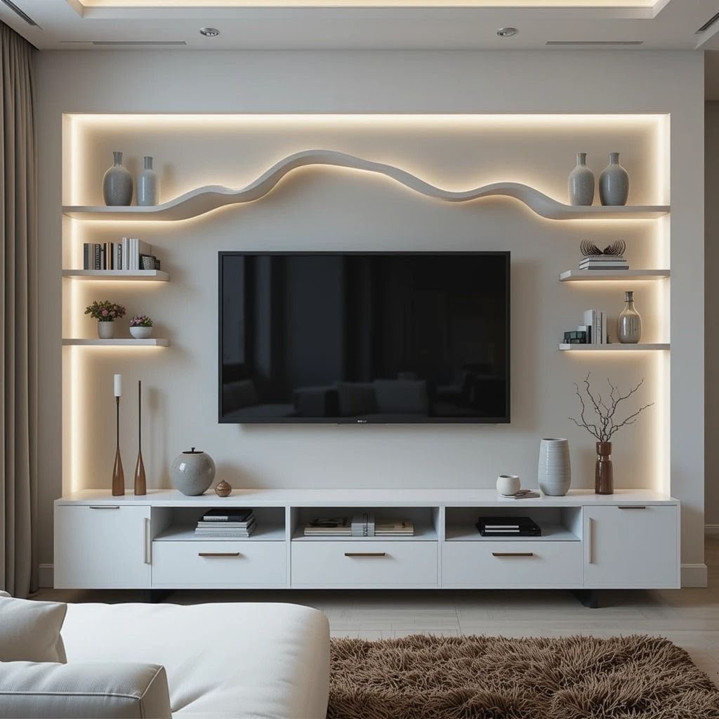 Wall Mounted TV Shelf #3 - HK Furniture TV Stands Collection, Kampala Uganda